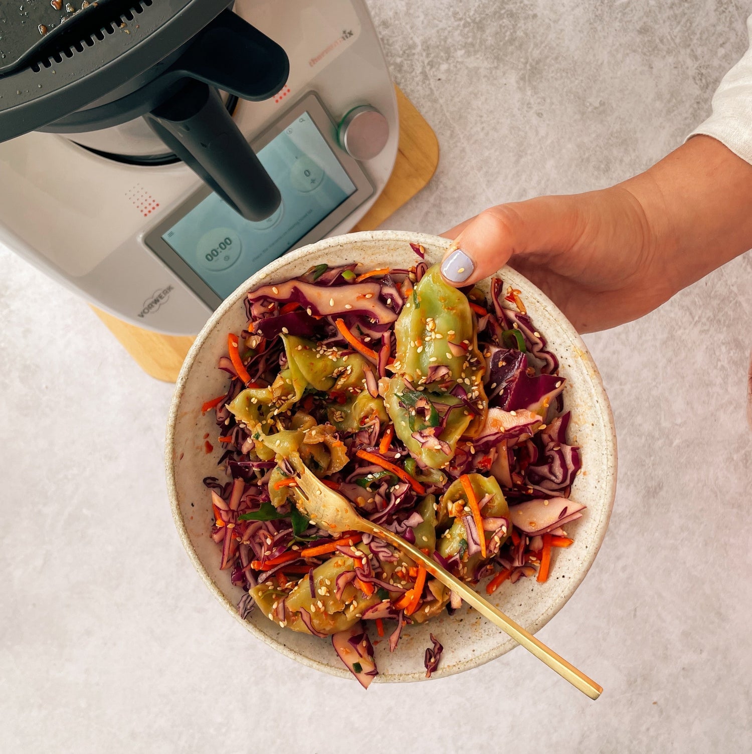 Warm Dumpling Salad made Thermomix