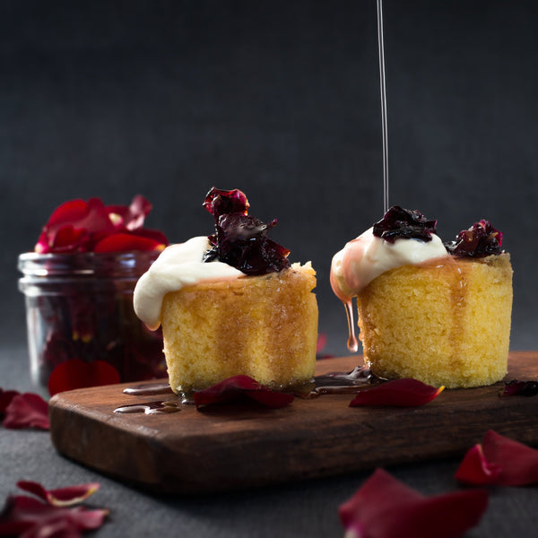 Steamed Rose Syrup Puddings