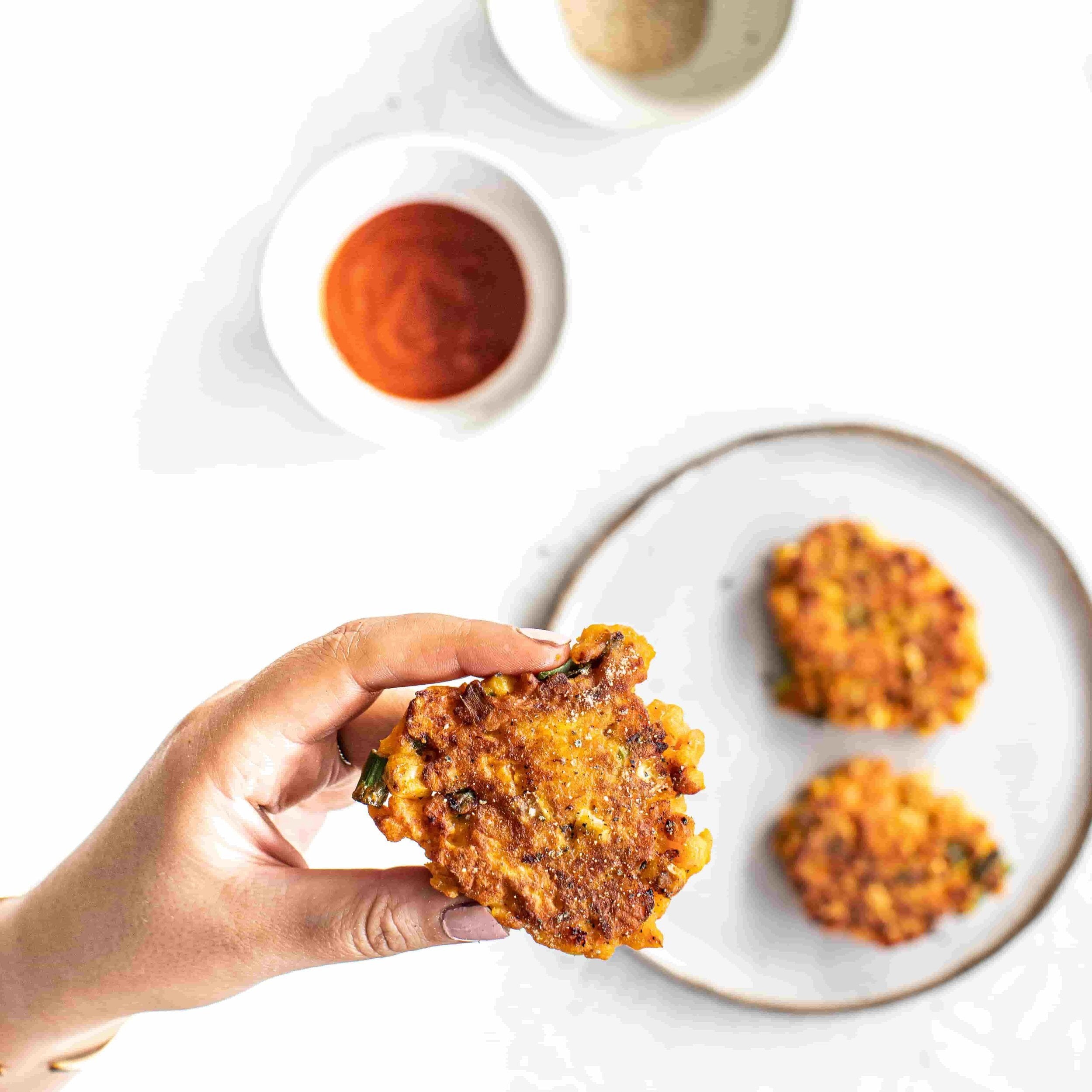Thai sweet potato and corn fritters
