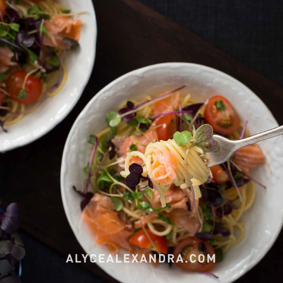 Thermomix Salmon Pasta W. Peppery Radish Microgreens Recipe