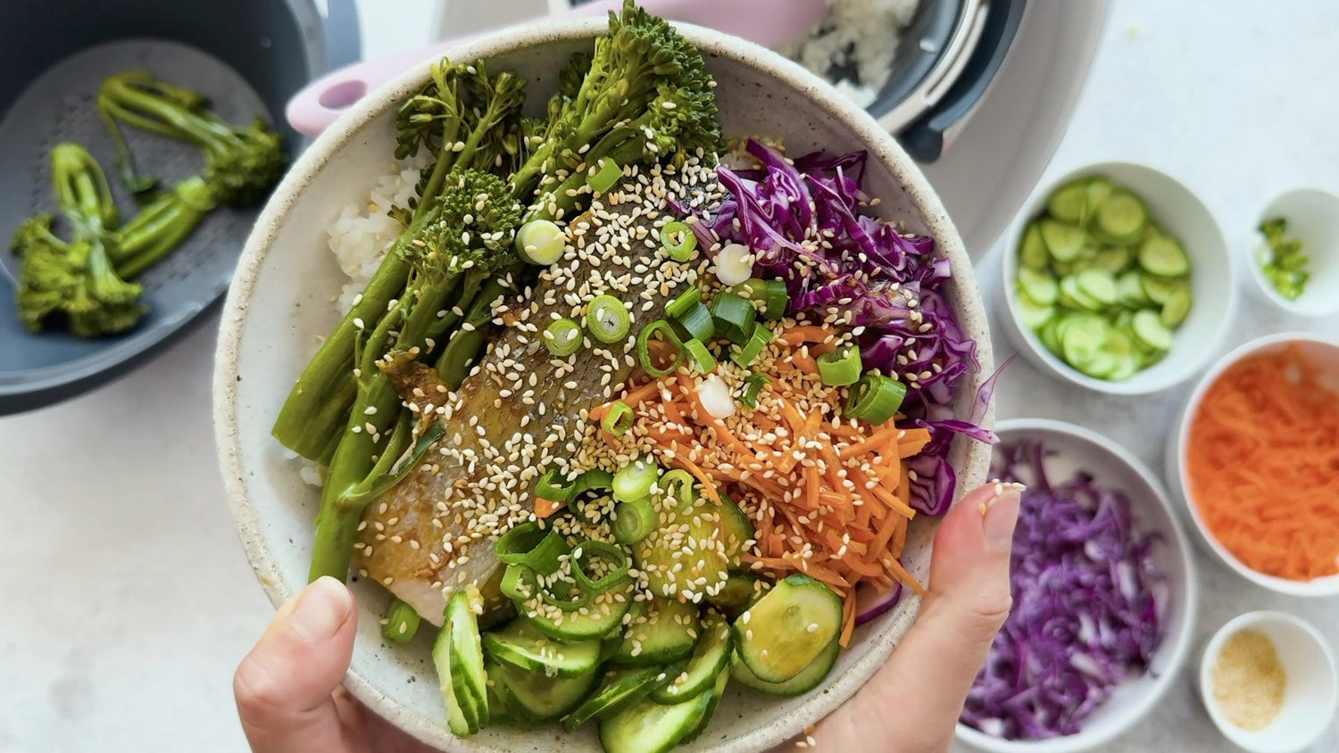 Asian-Style Salmon Rice Bowl in the Thermomix