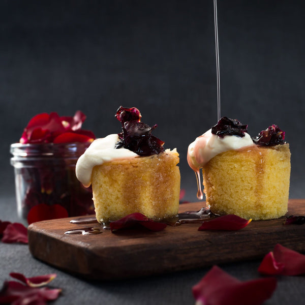 Steamed Rose Syrup Puddings