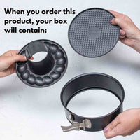 What comes in the box with the 2-in-1 Springform Pan: the fluted ring insert, the textured silicone base and the springform outer ring with its clasp