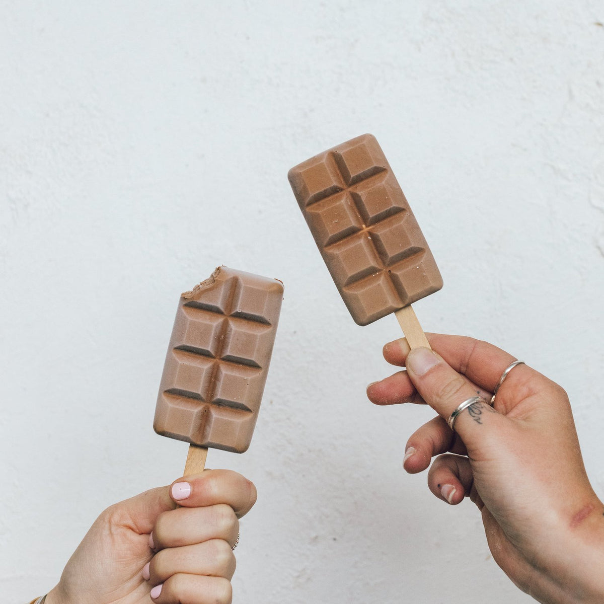 Chocolate block ice creams made in the moulds