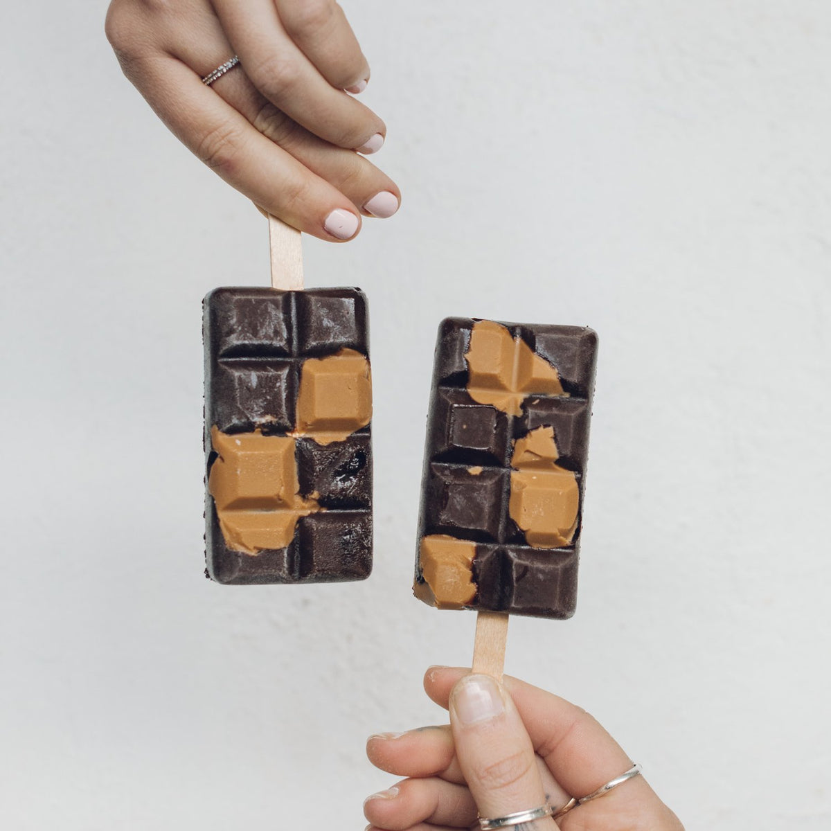 Chocolate block ice creams on a plate