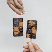 Chocolate block ice creams on a plate