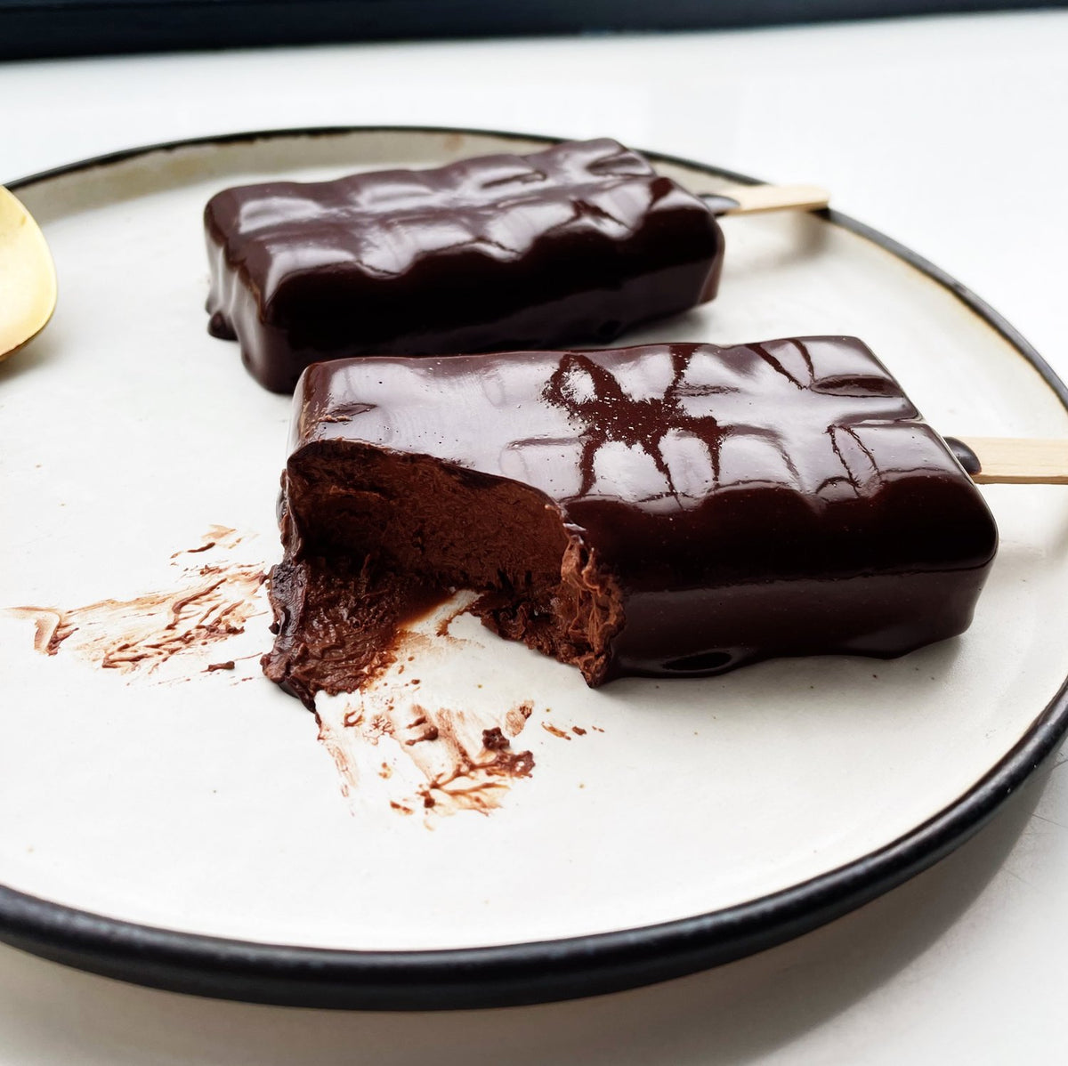 Chocolate block ice cream mould in use