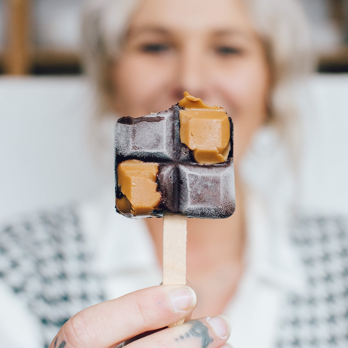 Chocolate block ice creams from the moulds