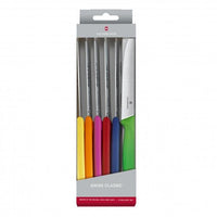 Victorinox Swiss Classic knife set in its retail pack, showing six coloured handles