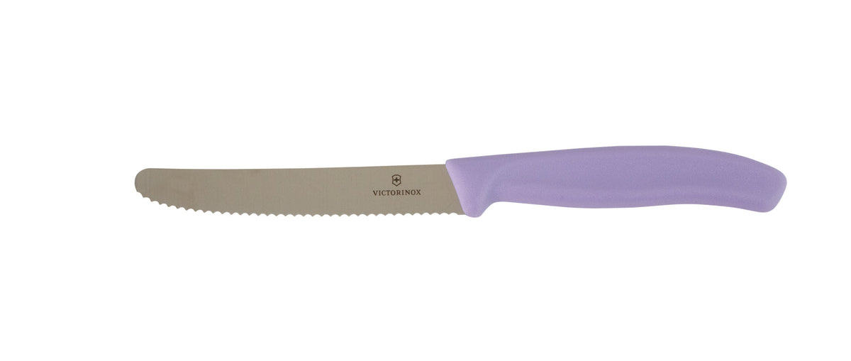 Classic Serrated Knife with a lilac handle against a white background