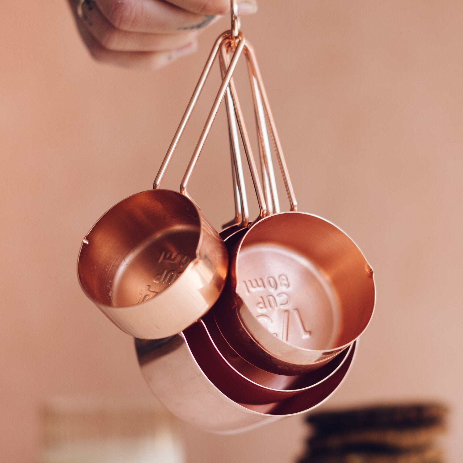Copper measuring cups four piece set