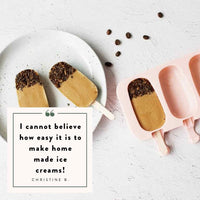 Chocolate-dipped caramel ice creams with a customer review from Christine B: I cannot believe how easy it is to make home made ice creams