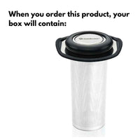 What comes in the box with the Filtix Thermo Tea Filter: the lid and the stainless steel mesh filter cylinder