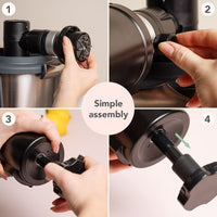 Assembly steps 1 to 4 for the Ice Shaver, labelled simple assembly, showing the housing and blade being fitted
