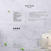 Recipe page for Rice Pilaf serving 6 from the Indian Class Booklet, with a quick fix note and a variation using cauliflower rice