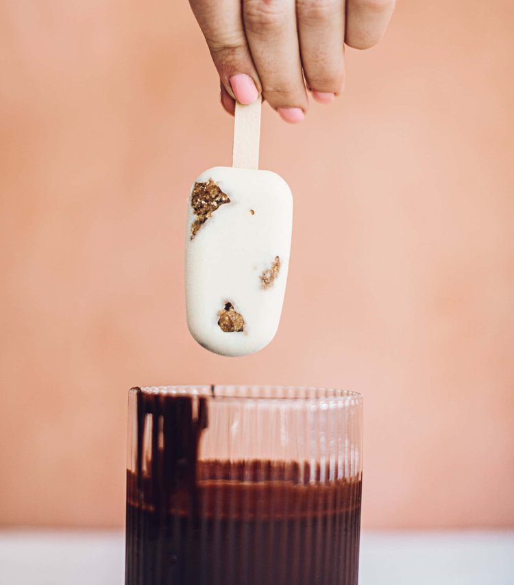Vegan ice creams made in the mini silicone moulds
