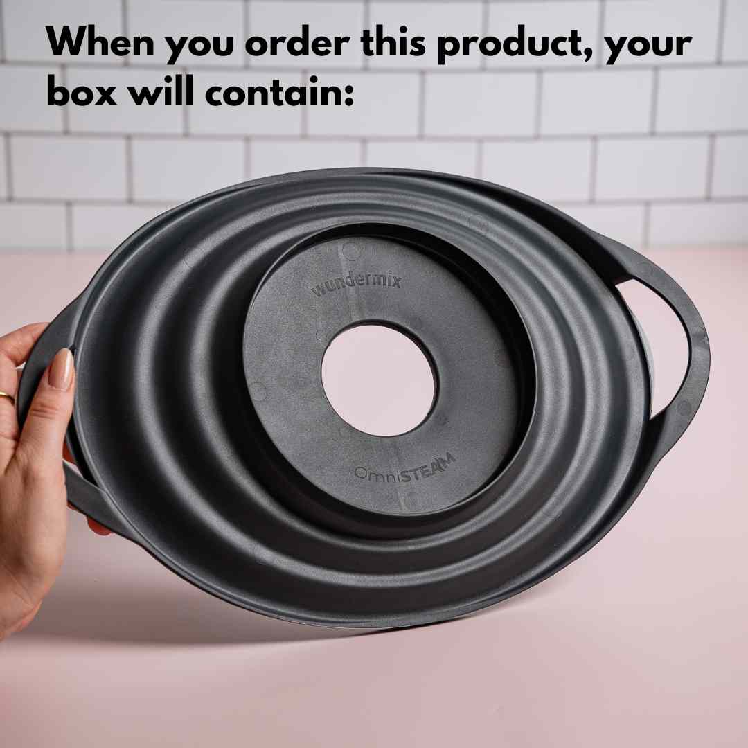 What comes in the box with the OmniSteam Lid: the single moulded Varoma lid with its central steam opening