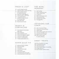 Contents page of Quick Dinners in the Thermomix cookbook