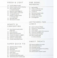 Quick Dinners in the Thermomix contents page