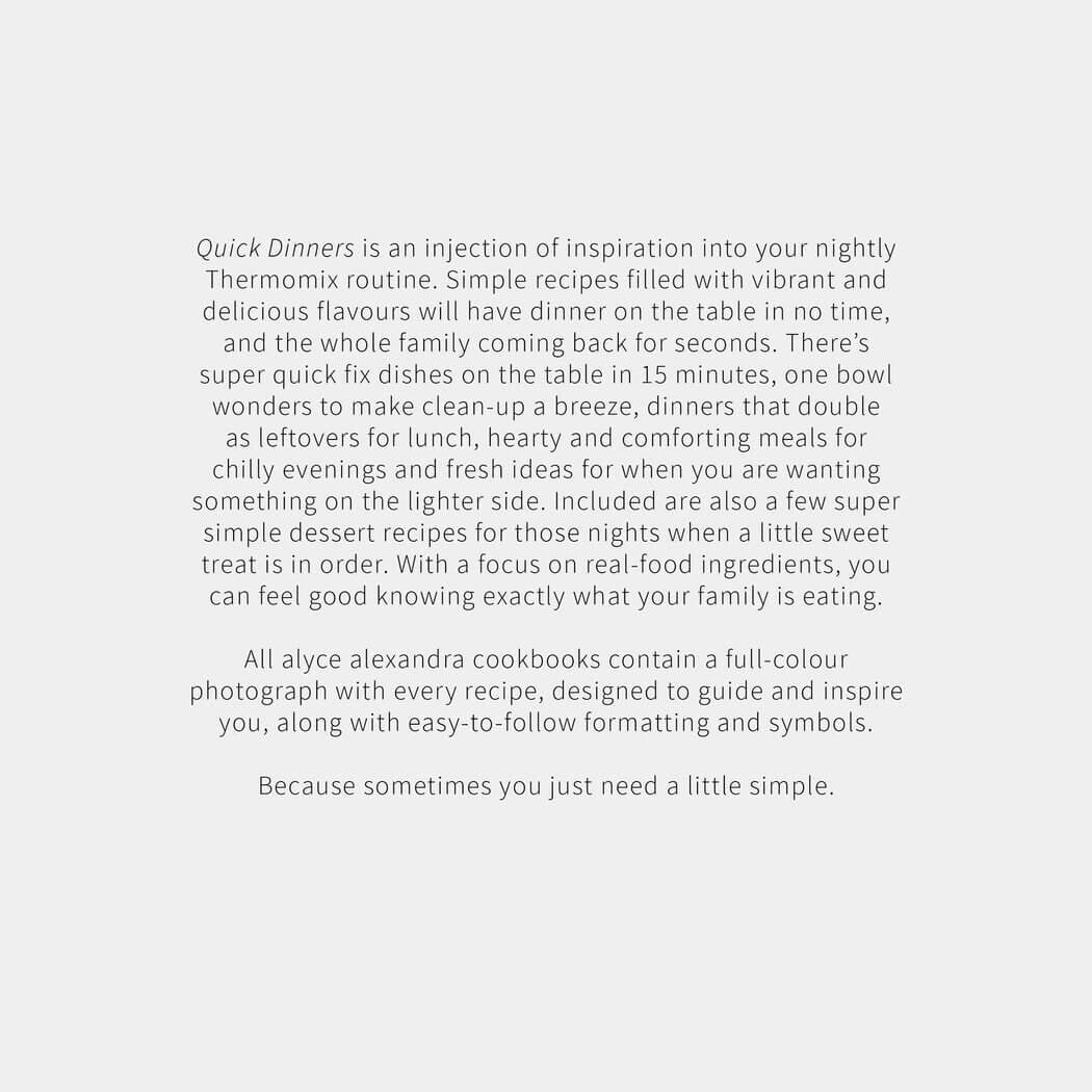 Quick Dinners in the Thermomix cookbook blurb