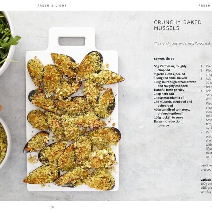 Crunchy baked mussels from Quick Dinners in the Thermomix