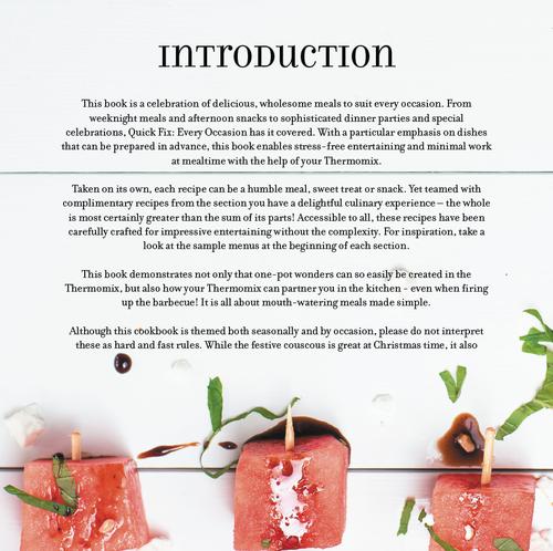 Introduction pages of Quick Fix: Every Occasion, cookbook for Thermomix