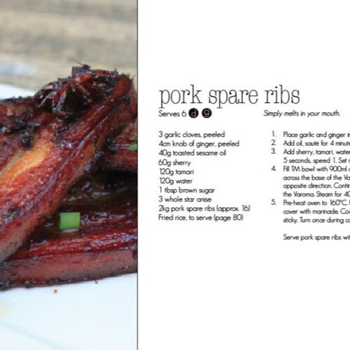 Sticky glazed pork spare ribs on a board, from Quick Fix in the Thermomix