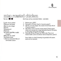 Recipe pages for Pork Spare Ribs serving 6 and Miso Roasted Chicken serving 4 from Quick Fix in the Thermomix