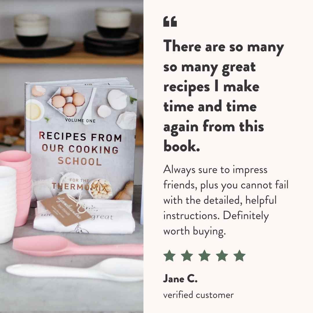 Customer testimonial for Recipes From Our Cooking School