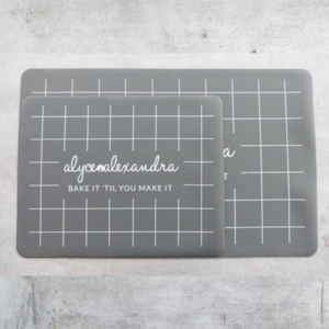 Two grey Silicone Baking Mats in different sizes shown side by side