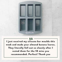 Customer review: I just received my silicone bar moulds this week and made your almond banana loaves, they literally fell out so cleanly after I rested them for the 10 minutes you recommended, perfect