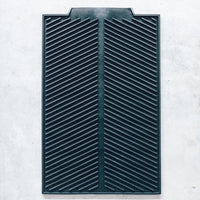 Charcoal Silicone Drying Mat with a ridged herringbone surface, shown from above