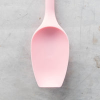 Close-up of the pink silicone spatula from the Starter Kit, shown from above