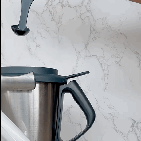 Tastix tasting spoon in use through the lid of a Thermomix (animation)
