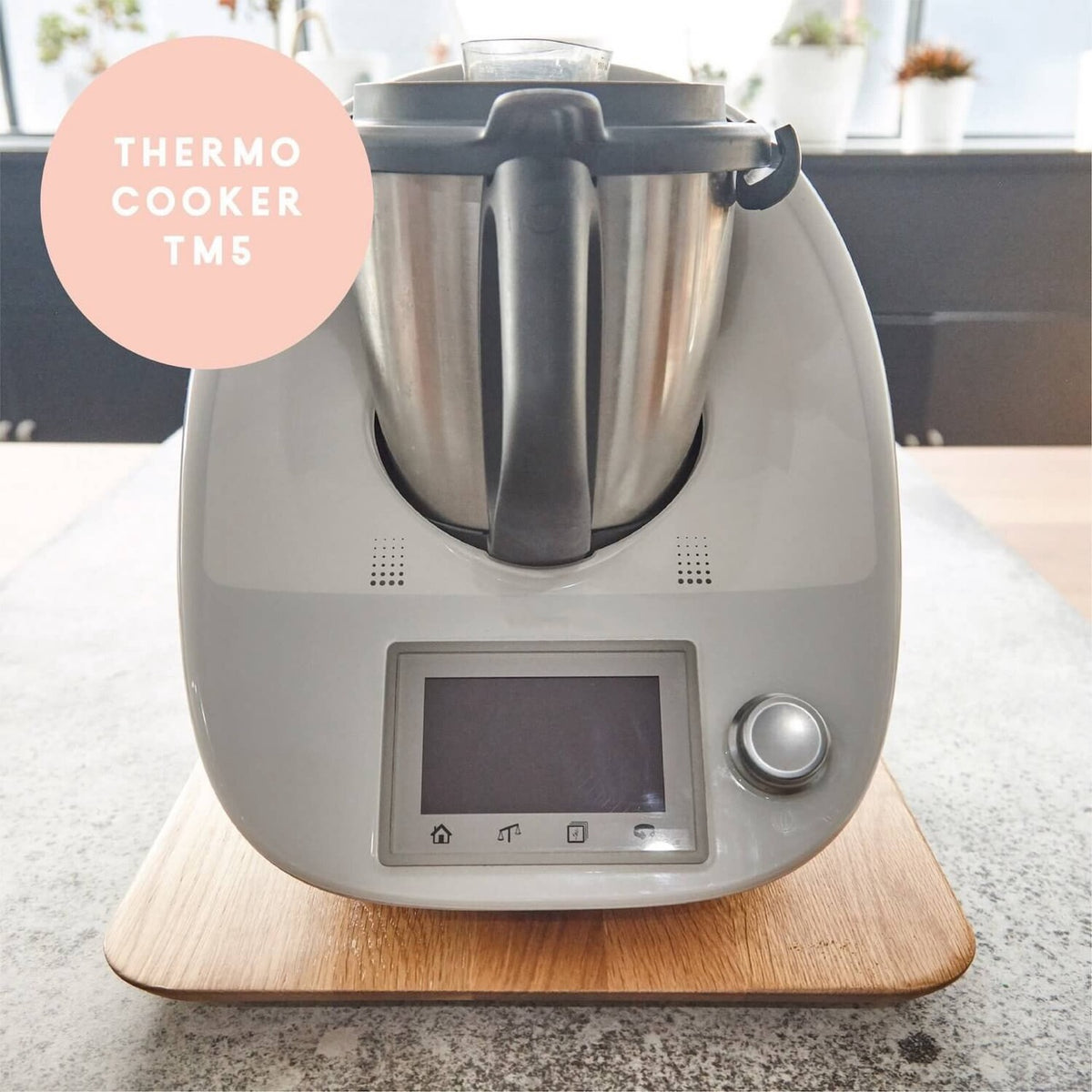 Thermomix TM5 sitting on the Thermo Deluxe Slide Board