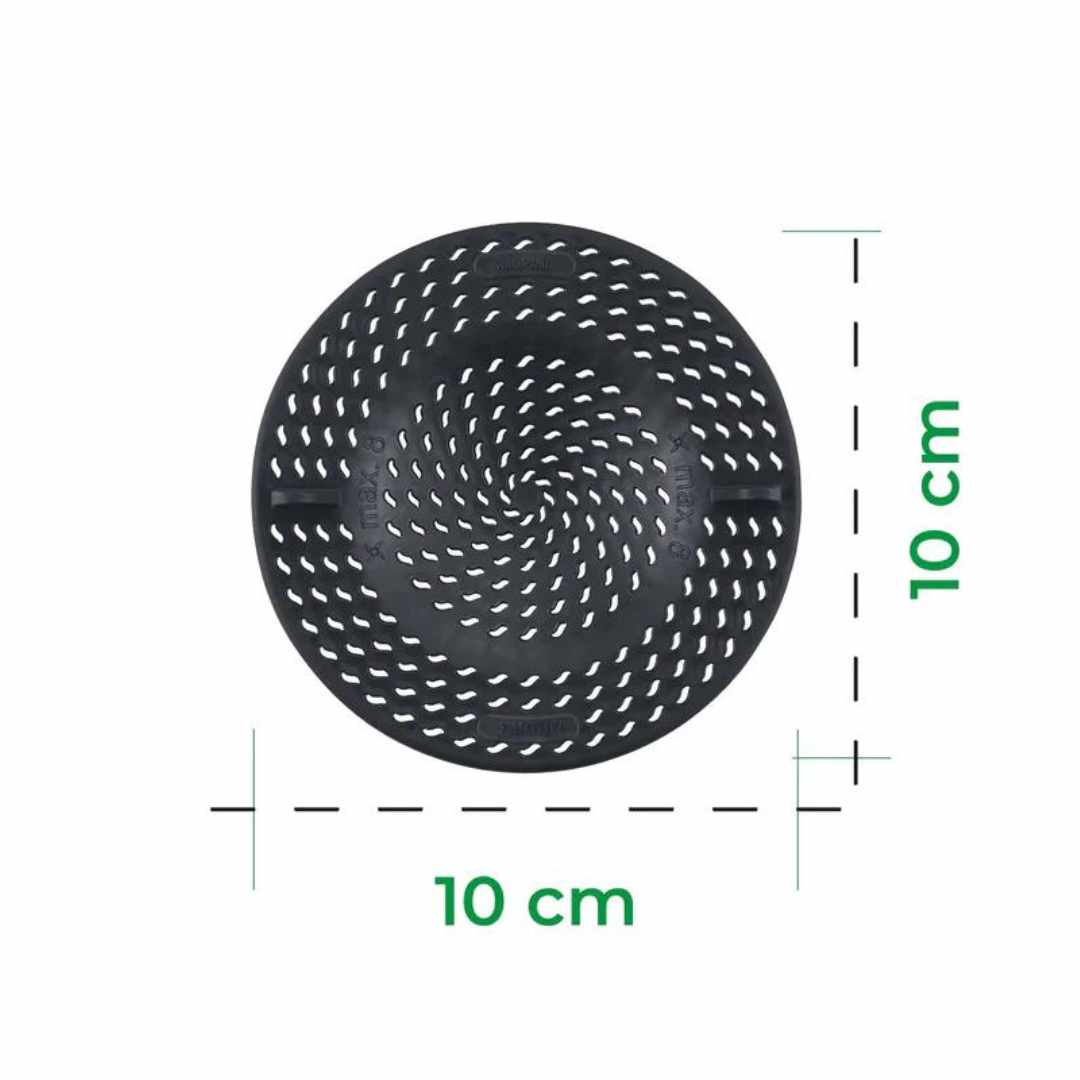 Dimensions of the Thermo Splash Cap: 10 cm across and 10 cm deep