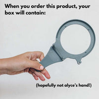 What comes in the box with the TM Twister: the single opening aid ring, and hopefully not Alyce's hand