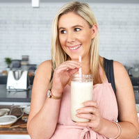 Alyce drinking a smoothie through a Wide Reusable Silicone Straw