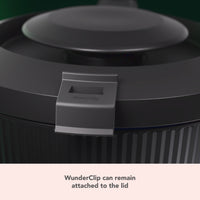 The WunderClip can stay attached to the TM7 lid while cooking