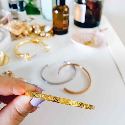 'You Are Amazing' cuff with other cuff bracelets