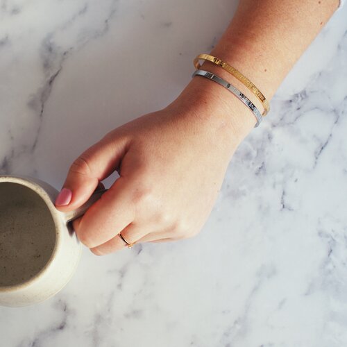 'You've Got This' cuff bracelet on the wrist